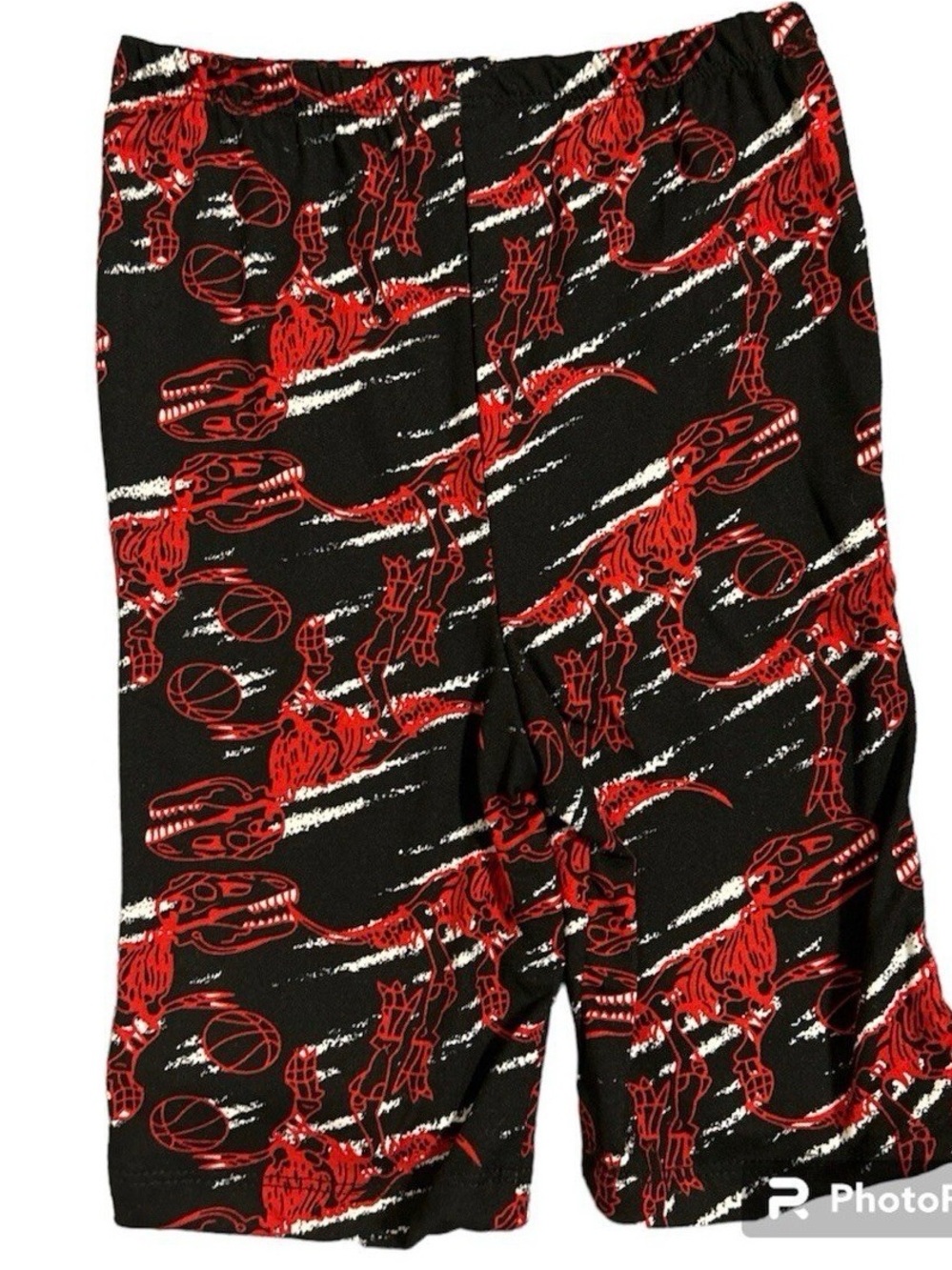 Quad Seven Boys Size 7/8 Shorts – Black Red Basketball Dinosaur Graphic Short